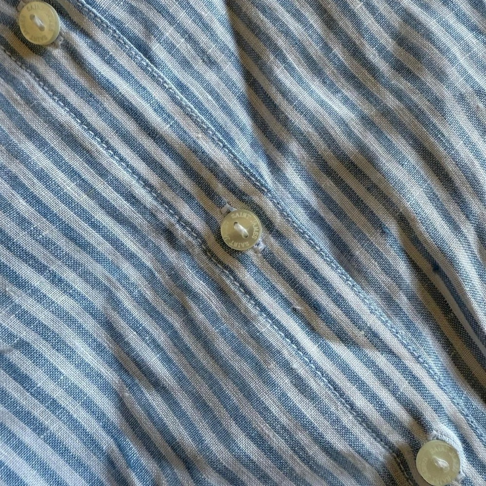 Saint James Blue and white striped linen shirt dress - Picture 4 of 9